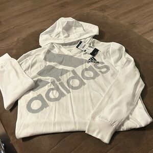 White Cotton Adidas Boys Long Sleeve Shirt Size M (10/12)